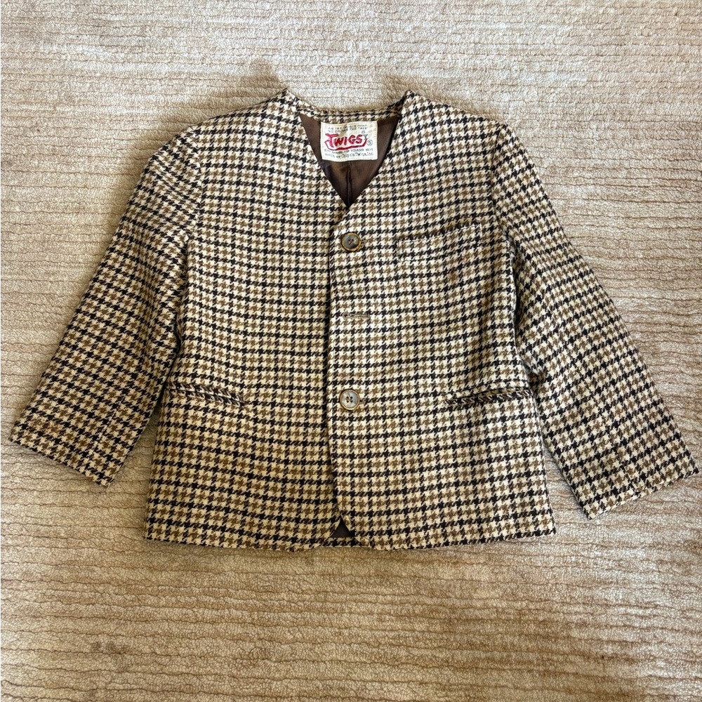 Vintage Twigs Tweed Brown Houndstooth Coat/Jacket size 5